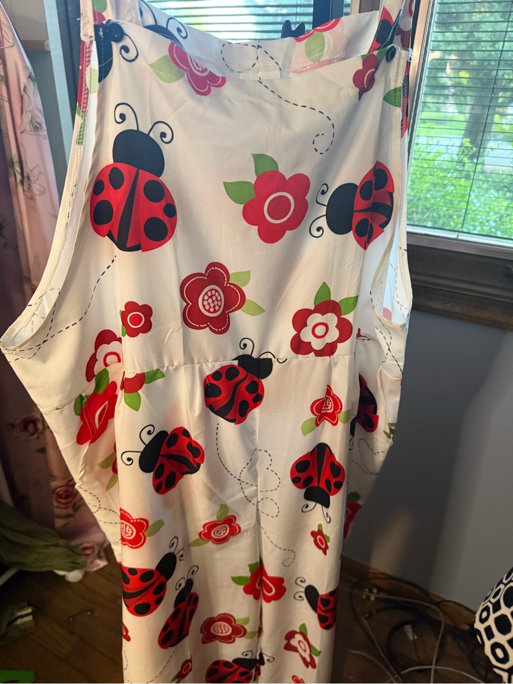 Girls' White Ladybug Print Sundress